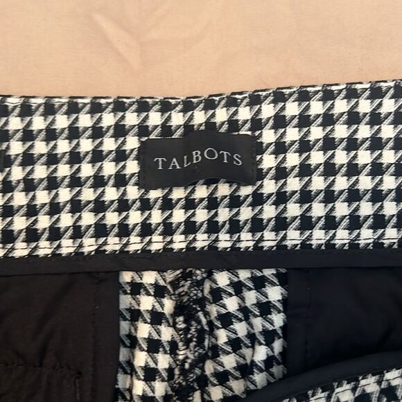 Talbots sz12 black/white check Chatham ankle pant back pockets ankle slits - Picture 2 of 13